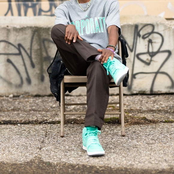 NIKE CORPORATE X JORDAN AIR SHIP GOT EM SNEAKERS LIGHT MENTA Sz 6 M - Picture 12 of 16